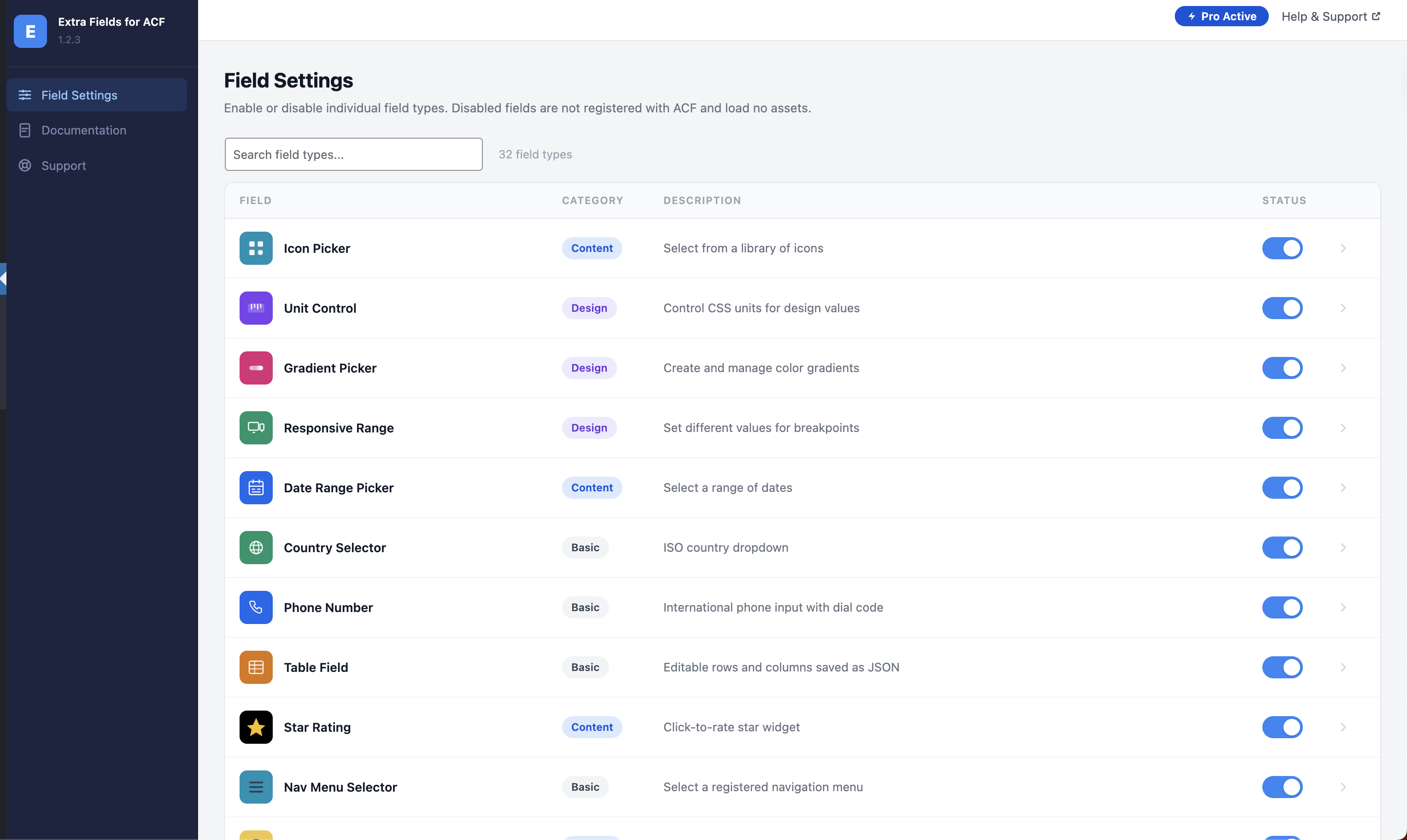 Extra Fields for ACF settings page